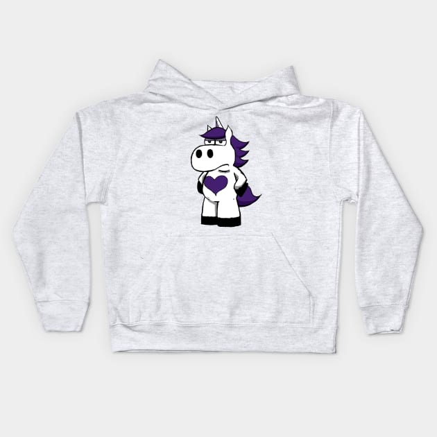 Slasher the Cranky Unicorn Kids Hoodie by JCPhillipps